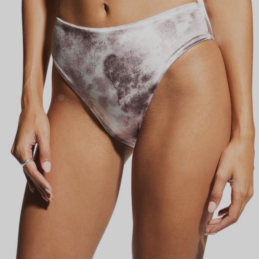 NEW PQ Swim VIR Velour Tie Dye High Waist Full Bikini Bottom